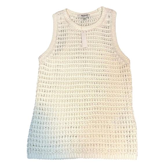 Madewell Ivory Crochet Knit Tank Top XXS 100% Cotton Sweater Vest NWT - Picture 5 of 9